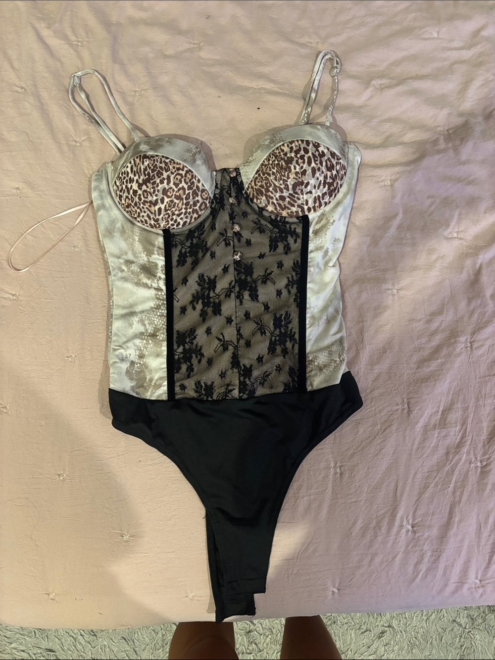 Blue Blush Taupe and Black Animal Print Bodysuit